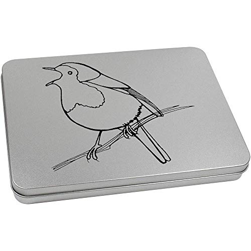 Azeeda 220mm 'Singing Robin' Metal Hinged Tin/Storage Box (TT00119874)