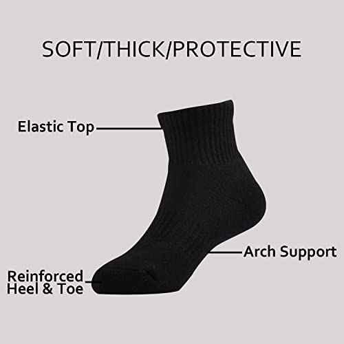 Epeius Kids Girls' Cushioned Socks Toddler Boys Thick Cotton Athletic Running Socks Ankle Sports 6 Pack 4-7 Years,Black #TOP2