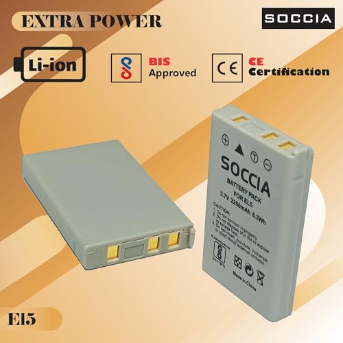Image of N-i-k-o-n EN-EL5 Compatible Camera Battery (3.7V 2250mAh) | Replacement Battery for N-i-k-o-n Coolpix P530, P510, P100, P500, P520, 3700, 4200, 5200, 7900, 5900, S10, S4, S550, S560