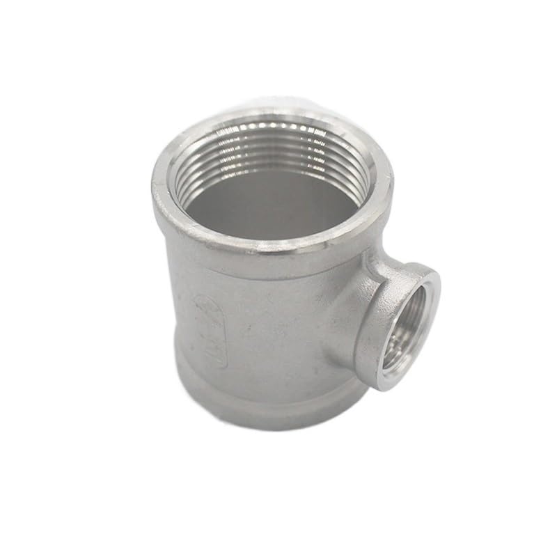 Conector en T Reductor de Acero Inoxidable SUS304, Rosca Hembra NPT, Juego de 2 Piezas, para Sistemas de Refrigeración, Hidráulicos y de Gas(1/2 X 3/8 Inch)
