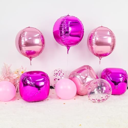 6 Pcs Hot Pink Round Foil Balloons, 22 Inch Giant 4D Round Balloons by Adorely - Used condition - Image 5