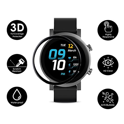 [2-Pack] Tznzxm For Ticwatch E3 Smartwatch Screen Protector, Full Coverage 3D Curved Edge Frame Case Friendly Anti Scratch Anti-Bubble Hd Clear Pet Flim For Ticwatch E3 Smartwatch Smart Watch #TOP4