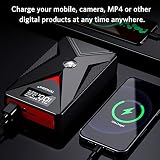 Portable Car Jump Battery Starter, 600A Peak 12800mAh Jump Booster Battery Power Pack for Up to 4.0L Gas and 3.0L Desel Engines, 12V Battery Charger with Smart Jumper Cables, Quick Charging Output - 7