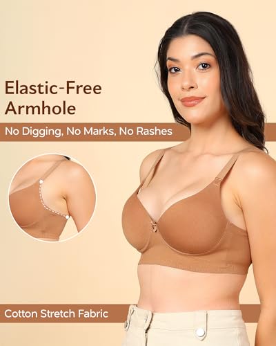 Image of Tweens Invisi-Fit Cotton Bonded Seamless Maximiser Bra | 3 /4th Coverage | Push-Up Level 1 | Elastic-Free Comfort | Wire-Free | Side Wings with Gripper | Adjustable Straps | Pack of 1 |