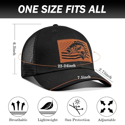 Image of Fishing Hat Fishing Gifts for Men, Bass Fish Flag Hats, Fishing Gear Accessories Stuff, Adjustable Fishing Trucker Hat