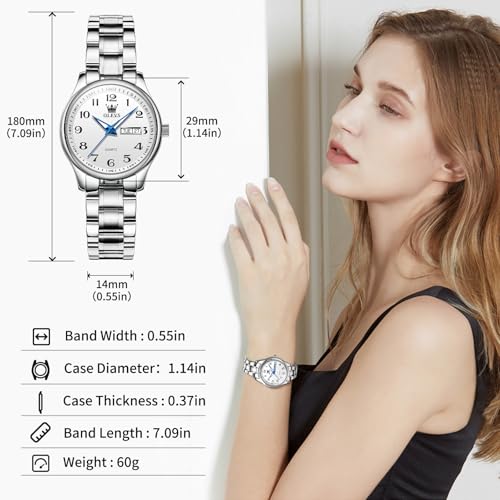Image of OLEVS Luxury Ladies Watches,Women's Watch with Day and Date,Female Watch for Small Wrist,Gold Stainless Steel Watches for Women,Easy Read Ladies Wrist Watches Waterproof(Adjustable Strap