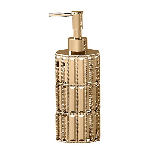 nu steel Resin Refillable Dispenser Pump Bottle for Bathroom Vanity Countertop, Kitchen Sink-Holds Essential Oils, Lotions, Liquid Soap, Hand Sanitizer, Gold Finish