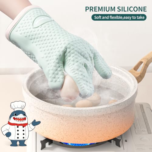 Image of MAD SHARK Silicone Oven Mitts with Fingers Heat Resistant 450F in Kitchen
