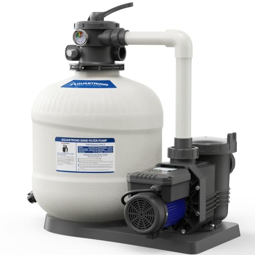 Image of AQUASTRONG 18in Sand Filter Pump for Above Ground Pool with Timer, 1.5 HP Variable Speed Pool Pump, 1200-4000 RPM, 3302-8189 GPH, 220V, 6-Way Valve Pool Filter, Energy Efficient, Powerful Self-Priming