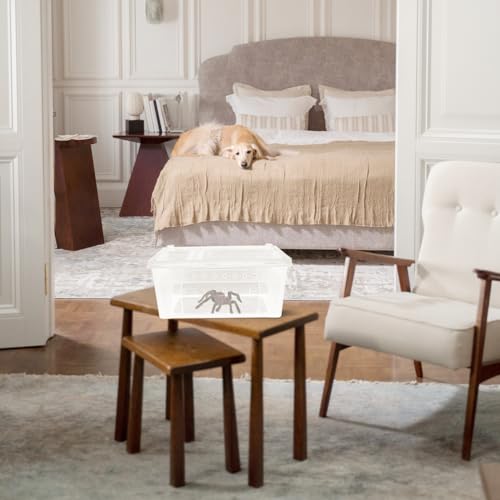 Gadpiparty Transparente Reptilienfutterbox, Robuste Langlebige Kunststoff Aufzuchtbox mit Doppelöffnung (26x18x11.5 cm), Tierfreundliche Pflegeleichte Box für Spinnen, Eidechsen, Schlangen und Kleine