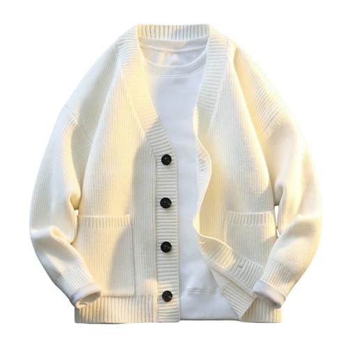 Men's Spring Autumn V-Neck Simple Pocket Knit Cardigan
