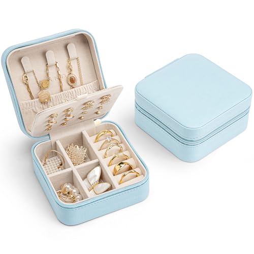 Vlando Travel Jewellery Box,2pcs Small Jewellery Box,Earring Gift Box,for Necklace,Ring,Earring,Grey D.Mirror*2 Grey-2pc