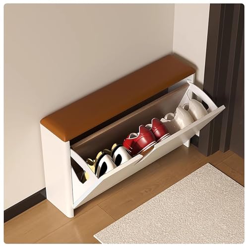 Meuble à chaussures blanc de 80 cm avec banquette rembourrée pour entrée