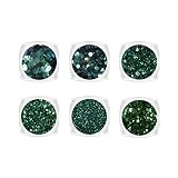 YOFASEN 6 piezas de Purpurina de Cara de Brillo Grueso - Decoración de Arte de Uñas Glitter Crafts Lentejuela Conjunto Mixto Mejilla Maquillaje de Labios DIY Decoración, Verde 1