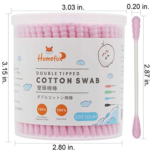 HOMEFOX Pink Cotton Swabs Spiral - 400 Count Organic Cotton Buds Double Side Tightly Wrapped Cotton Tips Paper Stick Soft Gentle Lint-Free Cruelty-Free, Round & Spiral (Pink) - Thumbnail 2
