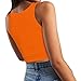 SanxiawaBa Sexy Summer Outfits for Women Low Cut Basic Sleeveless U Neck Fitted Seamless Crop Tops Vest Orange M