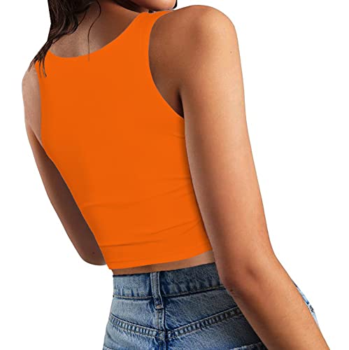 Image of Women's Sexy Sleeveless Crop Tops Double Layer Scoop Neck Cropped Tank Top