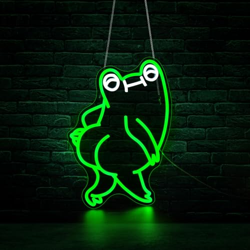 Funny Frog Neon Sign for Wall Decor Led Neon Signs Light Bar Decor Up Sign Room Decor Neon Lights Sign Frog Decor USB Powered for Man Cave Decor Frog Lamp