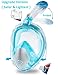 X-Lounger Full Face Snorkel Mask, 2018 New Foldable Snorkeling Mask Full Face with Detachable Camera Mount Pivot Arm and Earplug, 180° Large View Easy Breath Dry Top Set Anti-Fog Anti-Leak for Adults