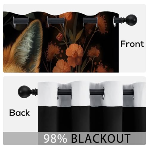 Rideaux occultants à œillets imprimés animaux fleurs orange rose