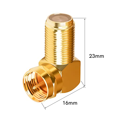 Goupchn 2 Pack F Type Right Angle Male To Female Adapters Rg6 Gold Plated Coaxial Connectors For Coax Cables, Wall Mounted Tv, Wall Plates #TOP4