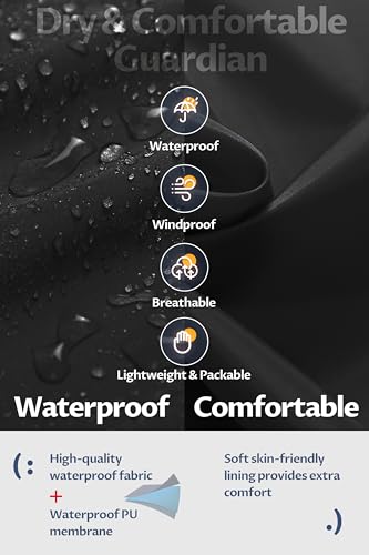 CREATMO US Waterproof Black Rain Jacket for Women - Lightweight Hooded Coat in Large - Image 4