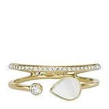 Farbe: Goldfarben Fossil Damenring, Teardrop Weißer Perlmutt Prestack Ring