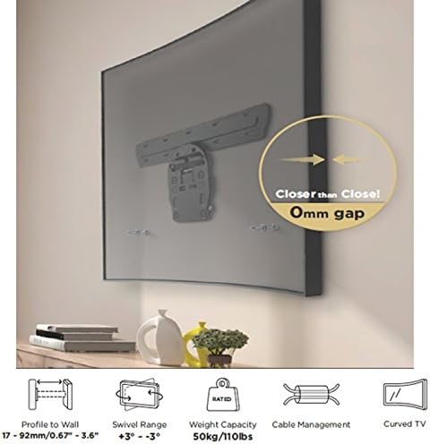 Part King TV Wall Mount Tilting Bracket for Samsung QLED Flat or Curved Q7 Q8 Q9 Models 49" - 65" - No/Zero Gap No Gap range of TVs