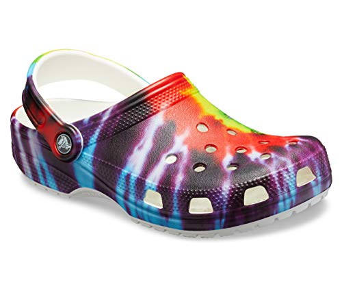 Image of Crocs Classic Tie Dye Graphic Unisex Shoes Size 9, Color: White /Multicolored-Multi-Colored
