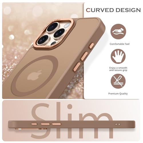 Image of YINLAI for iPhone 16 Pro Case 6.3-inch,Magnetic Compatible with MagSafe, Slim Matte Anti-Fingerprint, Shockproof Full Body Military Grade Protection for iPhone 16 Pro Cover, Brown
