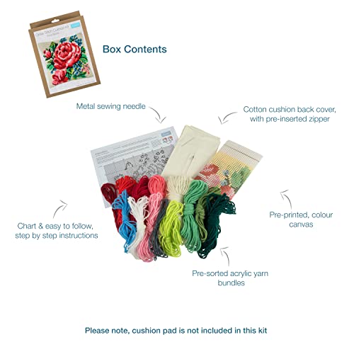 Trimits Kit Per Ricamo A Punto Croce, Cuscino Posteriore Incluso, Tela Prestampata, Filato E Ago Inclusi 40 X 40 Cm, Motivo Floreale - 4