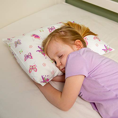Image of Toddler Kids Pillowcase for Boys and Girls - Butterfly /Butterflies 13 x 18 - shrinks to fit - 100% Cotton - Naturally Hypoallergenic and Soft - Designed in USA - Machine Washable