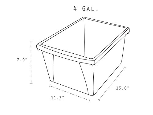 Image of Storex 4 Gallon Storage Bin - Plastic Classroom Organizer for Books and Supplies, Green, 6-Pack (61480C06C)