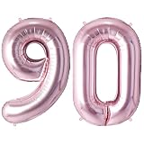 FUNFEST Palloncini Compleanno 90 Anni Oro Rosa – Numeri Giganti (100cm)