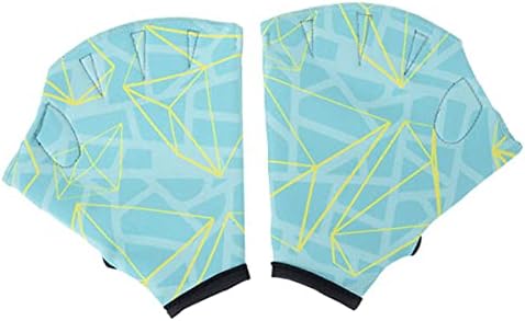 DEEYOTA Aquatic Gloves Webbed Swim Gloves Swimming Training Gloves Webbed Flippers Paddle Web Frog Swim Gloves with Adjustable Strap for Adults Kids (Green M)