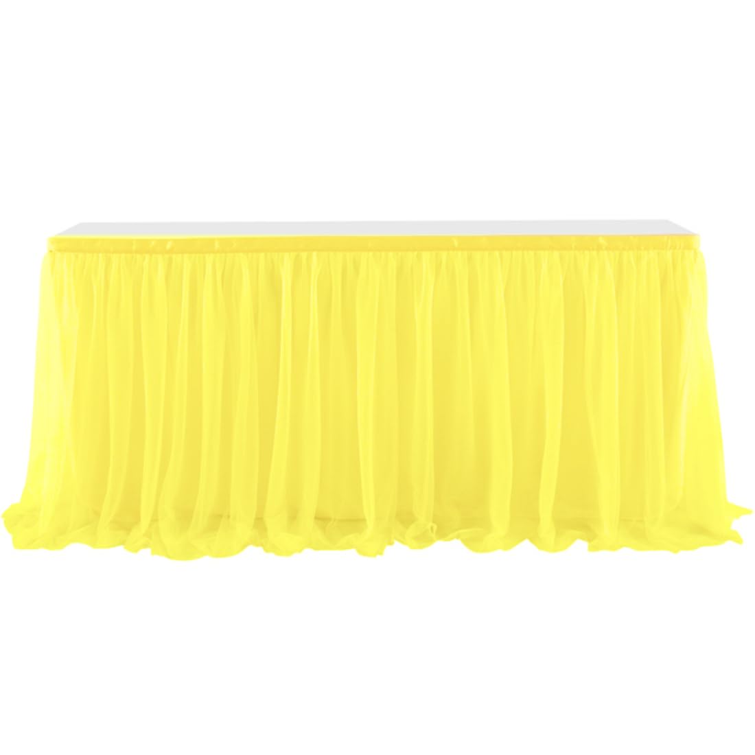 Gonna Da Tavolo Con Tulle Gialla - Decorazione Festiva Made In Italy, 74x420 Cm - Foto 4