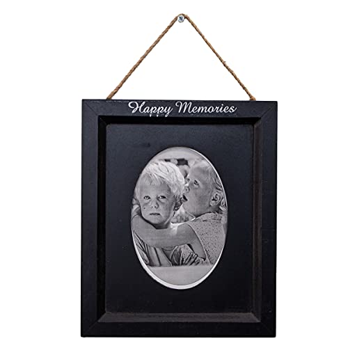 Antikas - Cornice portafoto in legno, ovale, nero, decorazione, 14 x 8 cm