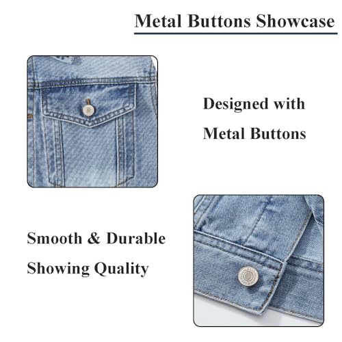 Image of Men's Denim Jacket Vintage-Inspired Jean Jacket with Multiple Pockets - Cotton Blend, Machine Washable