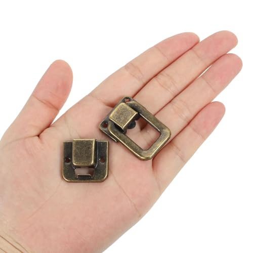 Image of PATIKIL Toggle Catch Lock 1.5 inch x 1 inch, 18 Pack Metal Buckle Hasp Lock Latch Clasp for Jewelry Box Wooden Case Decoration, Bronze