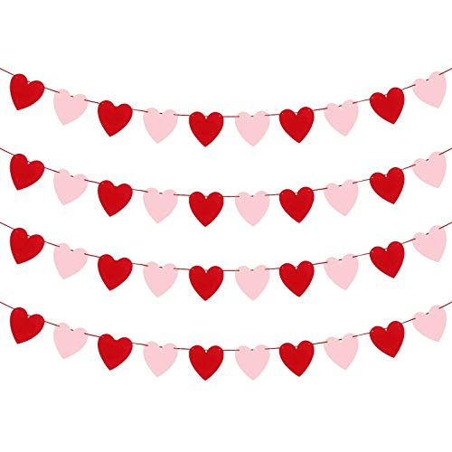 Image of FestikoValentines Day Decoration-Valentine's Day Decor Heart Banner Pink&Red Pack of 40 NO Valentine's Day Heart Garland for Valentines Day Anniversary Wedding Party Supplies