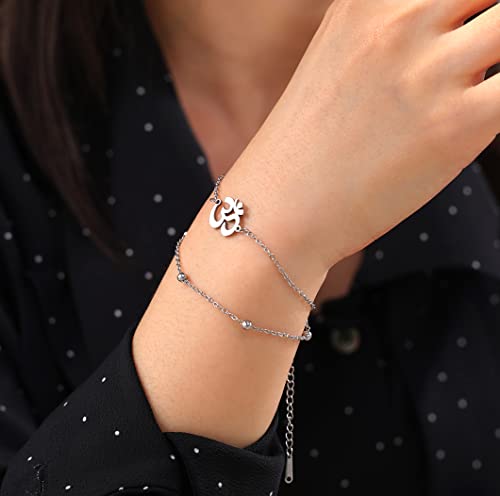 Unift Aum Om Ohm Sanskrit Symbol Bracelet For Women,Hindu Spiritual Harmony Amulet Stainless Steel Yoga Charm Cuff Bracelet Jewelry Accessory (Silver, Stainless Steel) #TOP1