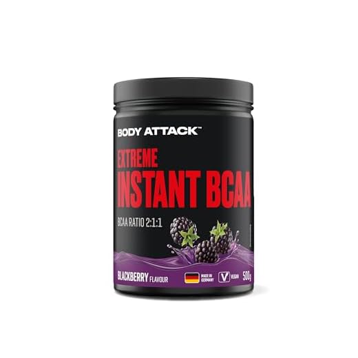 BODY ATTACK INSTANT BCAA - 500 g - Blackberry - Made in Germany - Gut lösliches, veganes BCAA Pulver im Verhältnis 2:1:1 - Zuckerfreie Aminosäuren für Muskelaufbau Training - Mit L-Leucin