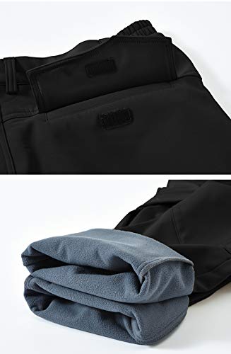 YSENTO Men's Outdoor Waterproof Hiking Trousers Fleece Lined Winter Thermal Softshell Walking Ski Trousers(BK,34) - Image 7