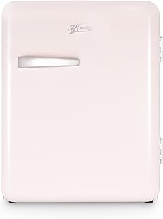 H.Koenig Mini Bar Vintage 31L TOAD6, Mini nevera compacta, alimentos, bebidas, cosméticos, diseño vintage, temperatura regulable 6°-15°C, 24 dB, color rosa