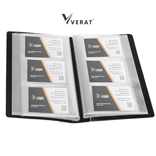 Image of VERAT Business Card Holder, 120 Pockets for 240 Cards Business Card Holder | Debit /Credit /Business /Visiting Name ID Card Holder Card Organizer Professional (Black Card Holder, 1PCS Card Holder)