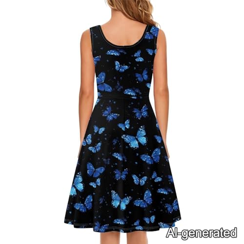 Image of Renewold Women's Sleeveless Tank Dress with Pockets, Casual Scoop Neck A-Line Sundress for Summer, Travel and Vacation