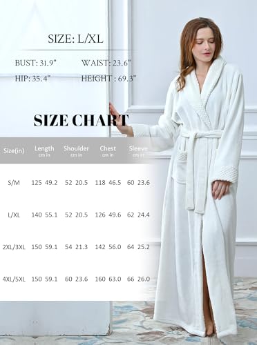 Image of Artfasion Womens Long Fleece Robe - Warm Soft Floor Length Flannel Bathrobes for Winter Thicker Long House Coat with Pockets