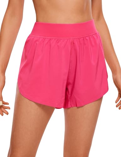 Image of CRZ YOGA Mid Waisted Split Running Shorts 4 inch | Mesh Liner, Quick Dry, Lightweight, for Women