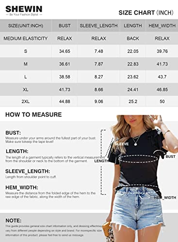 Shewin Summer Tops For Women Casual Short Ruffle Sleeve Tshirts Shirts For Women 2023 Grey L #TOP5