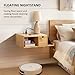 Afuly Floating Nightstand with Charging Station, Wall Mount Night Stand with Drawer Hanging Bedside Table End Table, Solid Wood Modern Side Table Shelf for Bedroom Natural Wooden Decor